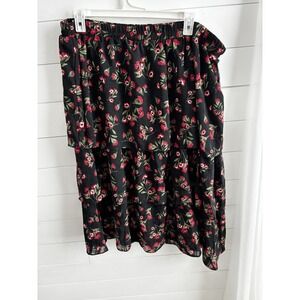 NWT Draper James Women's Black Floral Skirt‎ Size 2XL 0318